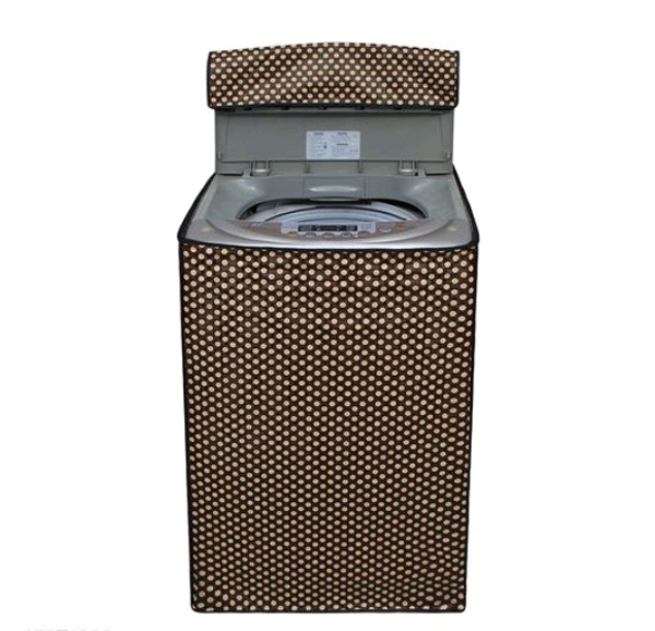 DREAM CURE Portable Washing Machine Brown Color Printed PVC Cover,Top Load Waher Dryer Cover Water Proof , Full Automatic /Wheel Washing Machine Cover For 6 Kg Cover - Brown